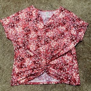 Floral front tie knot blouse